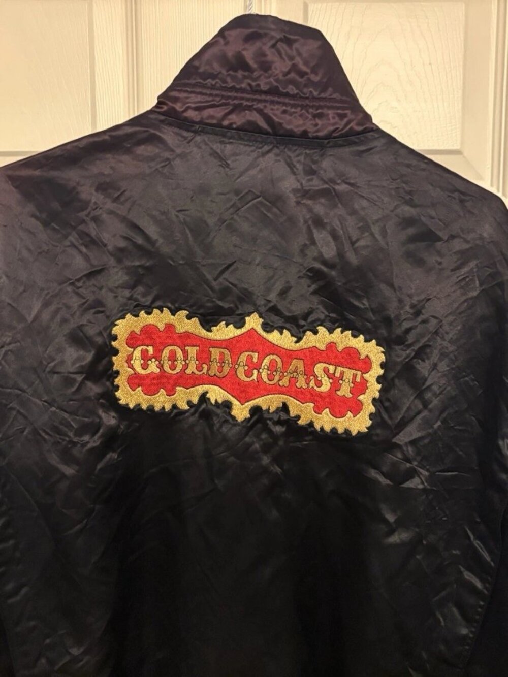 Vtg Gold Coast Master Apparel Jacket Mens Black Satin Casino Vegas Zip XXL XxxL - Picture 3 of 8